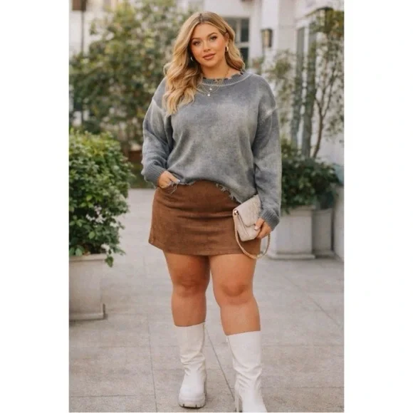 WHITE BIRCH Grey Distressed Sweater - Picture 2 of 7